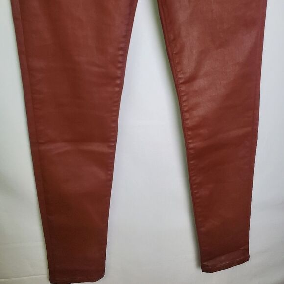 AG Adriano Goldschmied Farrah Skinny High-Rise Coated Red Pants Size 28 - Picture 5 of 9